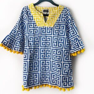 Mud Pie Girl’s Geometric Pompom Shirt Sz 5T